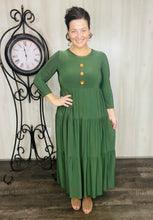 Tonya & Wood Button Dress- Olive