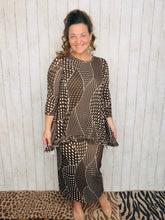 Samantha Ruffle High Low Tunic-Brown Dot & Abstract