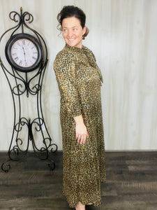 Leopard & Sequin Overlay Dress