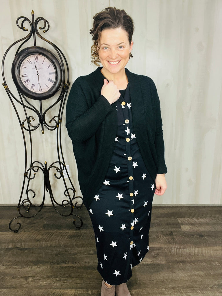 Stars & Buttons Midi Dress – The King's Daughter Boutique