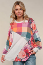 Tammie Raglan Plaid & Floral Pullover