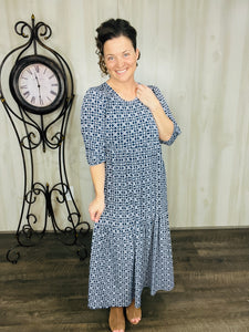 Jenna Navy Geometric Dress