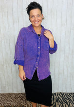 Mineral Washed Button Front Top- Violet