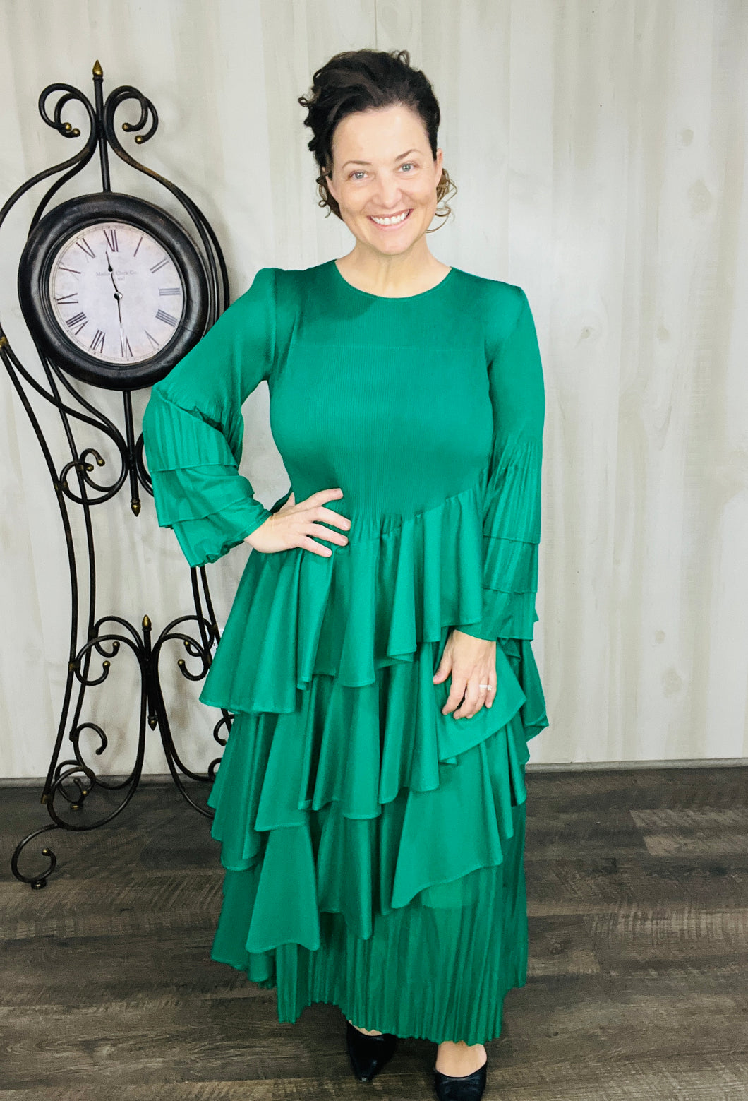 Lillian Classy Ruffles Dress- Black, Purple, or Green