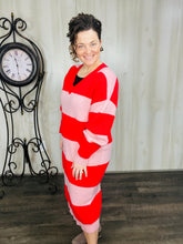 Red Meets Pink Ribbed Knit Dress