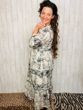 Molly Landscape Print Dress- Black & White