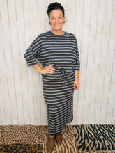 Marissa Ribbed Top- Brown & Blue Stripes