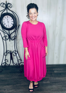 Take On The Day- Hot Pink Bubble Hem Dress