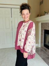Gina Burgundy & Taupe Knit Pullover