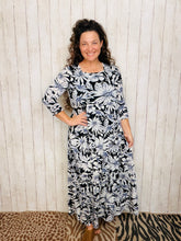 Hannah Tiered Square Neck Dress- Black & Lavender