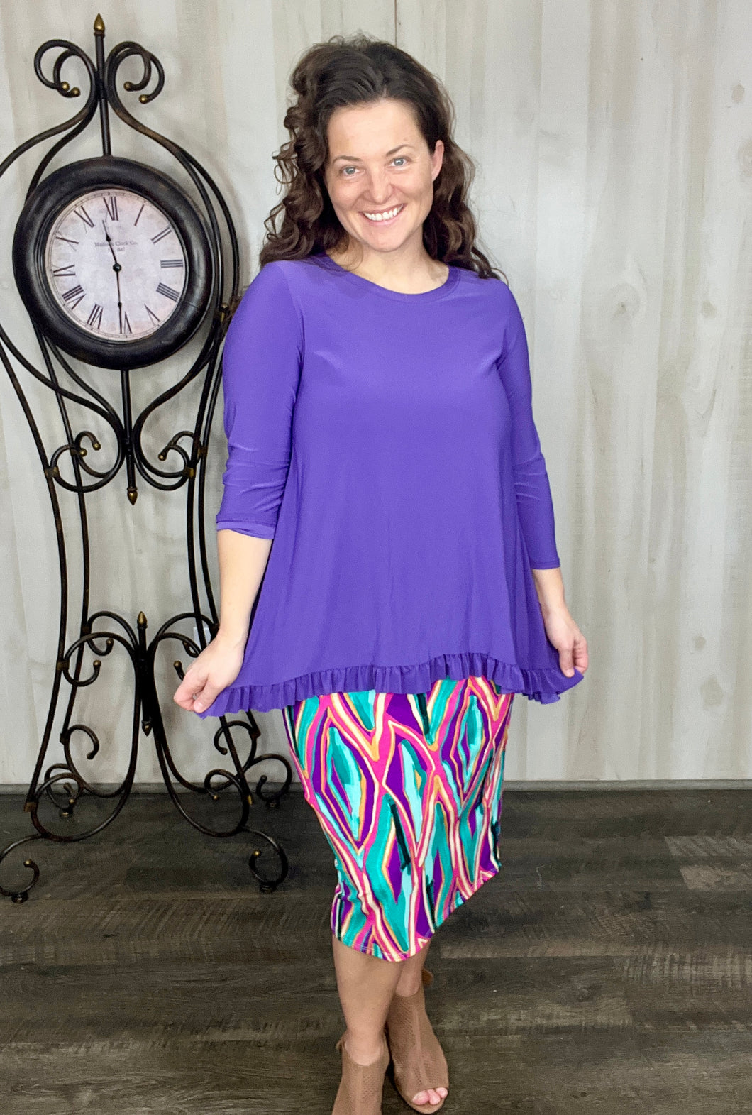 Samantha Ruffle High-Low Tunic-Purple