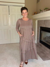 Tonya Marie Ruffled Tiered Dress- Brown & Rust