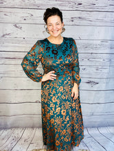 Teal & Floral Burnout Velvet Dress