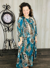 Power On The Day Dress-Teal Zebra