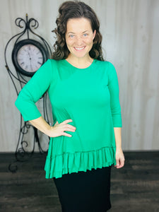 Maggie Double Ruffle High-Low Tunic-Green