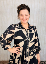 Mallory Abstract Dress- Black & Ivory