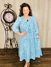 Trish Bow Front Dress- Blue Floral