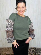 Isabella Ribbed Leopard & Olive Top