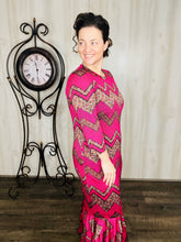 Nancy Ruffle & Straight Dress- Pink Leopard Mix