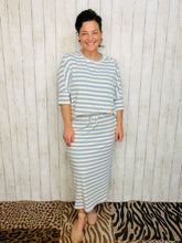 Marissa Ribbed Skirt- Blue Striped