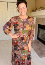 Kara Ruffle Dress- Rust, Brown & Olive