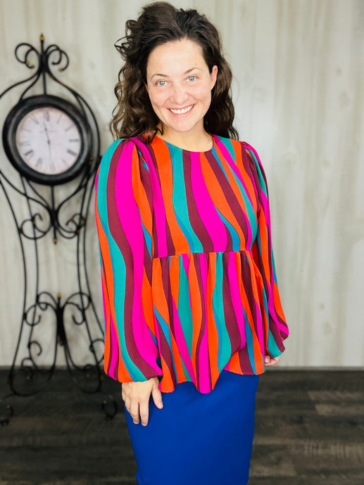 Colors of Fall Striped Peplum Top