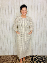 Jennifer Textured Midi Dress- Ivory & Black