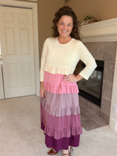 Misty Ruffle Tiered Dress-Cream & Berry