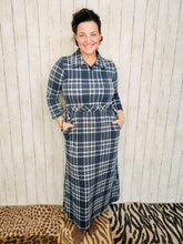 Adorable In Plaid Lounge Dress-Navy Plaid