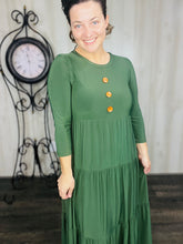Tonya & Wood Button Dress- Olive