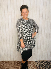 Cynthia Ruffle High Low Tunic-Houndstooth