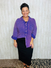 Mineral Washed Button Front Top- Violet
