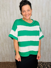 French Terry Striped Top- Kelly Green
