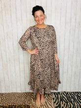 Handkerchief & Leopard Print Taupe Dress
