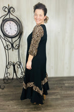 Michella High Low Dress-Black & Leopard