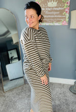 Candice Ribbed Skirt- Gray Striped