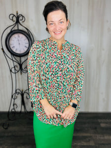 Valarie Green & Coral Top