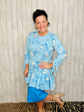 Jenny Ruffle High Low Tunic-Blue Floral