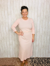 Ribbed Lounge Dress- Pink Striped