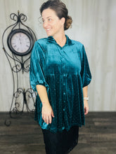 Velvet & Rhinestone Tunic- Teal Green, Plum, or Black