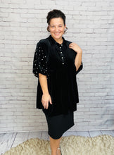 Velvet & Pearl Tunic Style- Black, Hunter Green or Navy