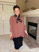 Samantha Ruffle High Low Tunic-Ribbed Brown
