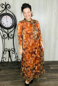 Orange & Floral Sequin Overlay Dress