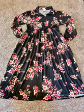 Kaylee Collared Black & Magenta Dress- PLUS