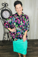 Satin & Paisley Dolman Style Blouse