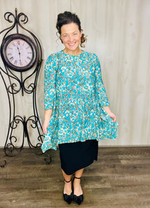 Teal & Animal Print Tunic