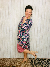 Dramatic High-Low Tunic -Navy Mixed Floral