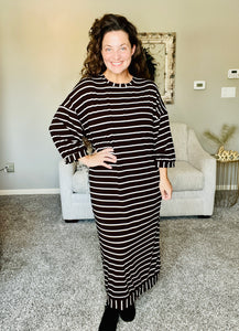 Comfy & Cute Brown Striped Dress
