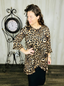 Maria Ruffle Tunic-Leopard