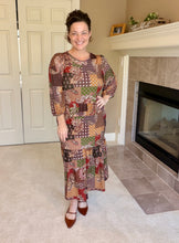 Kara Ruffle Dress- Rust, Brown & Olive